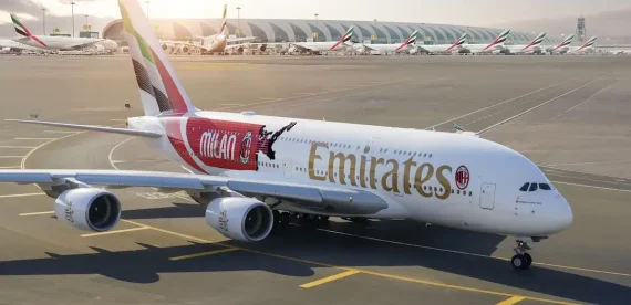 Emirates AC Milan A380 livery